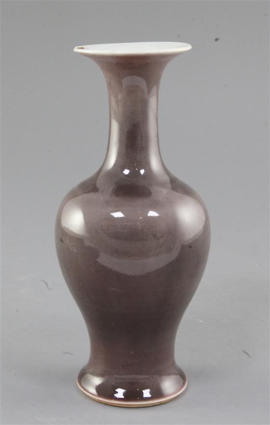 A Chinese mushroom glazed baluster vase, 18th century, height 20.5cm